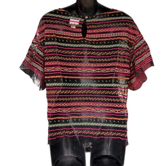 Anthropologie Meave women’s Naples Embroidered Mesh Blouse multicolor size S - Picture 8 of 12